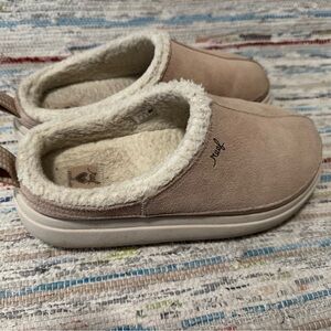 Reef Tan Suede and Shearling Chunky Weekend Low Brooke Clogs